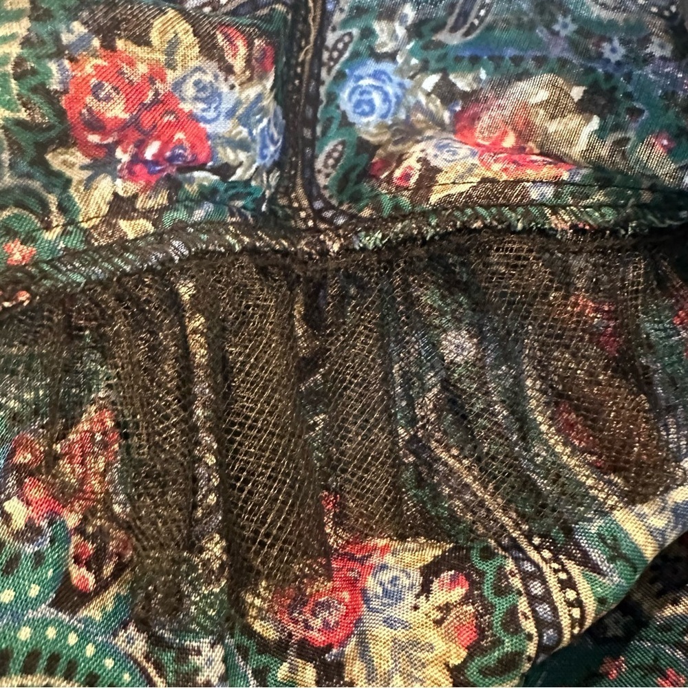 Gunne Sax Dress Lace Bodice 70s Made in USA Paisley Jessica McClintock Vintage